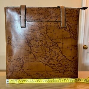 Patricia Nash Riot Rust Signature Map Leather Tote
